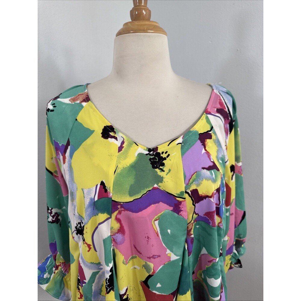 UMGEE Blouse Womens Large Multicolor Lilly Lush‎ Emerald Mix Top - Picture 2 of 9